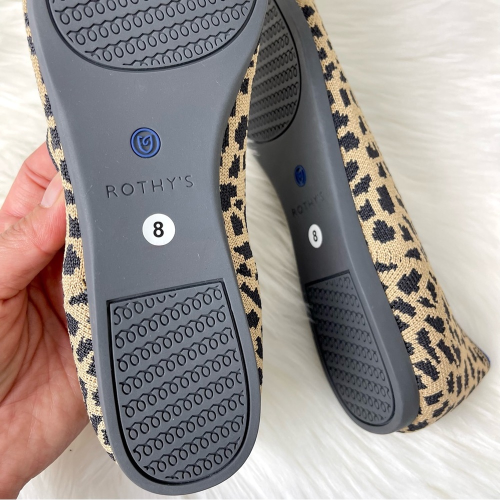 Rothy's Leopard Print Pointed Toe Flats in Tan and Black - Picture 5 of 12